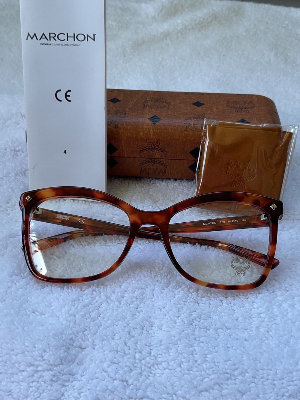 MCM Women's Tortoiseshell Brown Oversized Square Optical Glasses